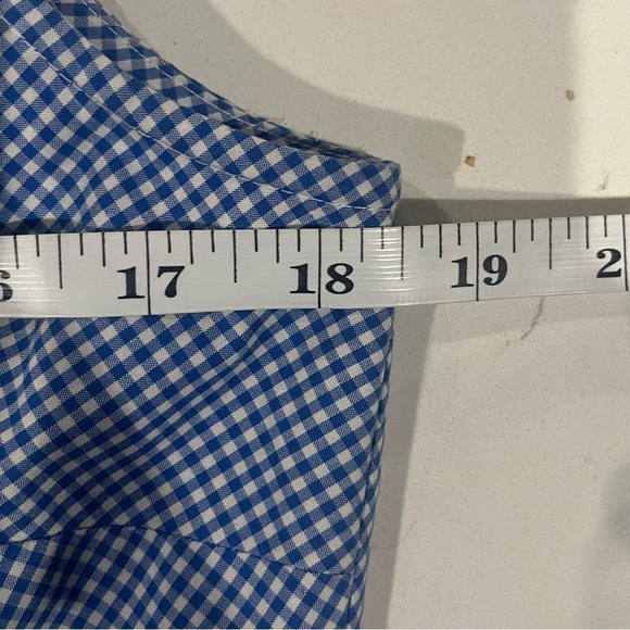 Talbots NWT VTG tshirt blue and white‎ plaid button up dress size 4 sleeveless - Picture 7 of 8